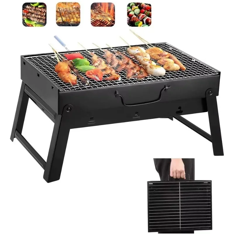 Travel Picnic Charcoal Portable Folding BBQ Grill Tabletop Outdoor Stainless Steel Smoker Camping BBQ Grill