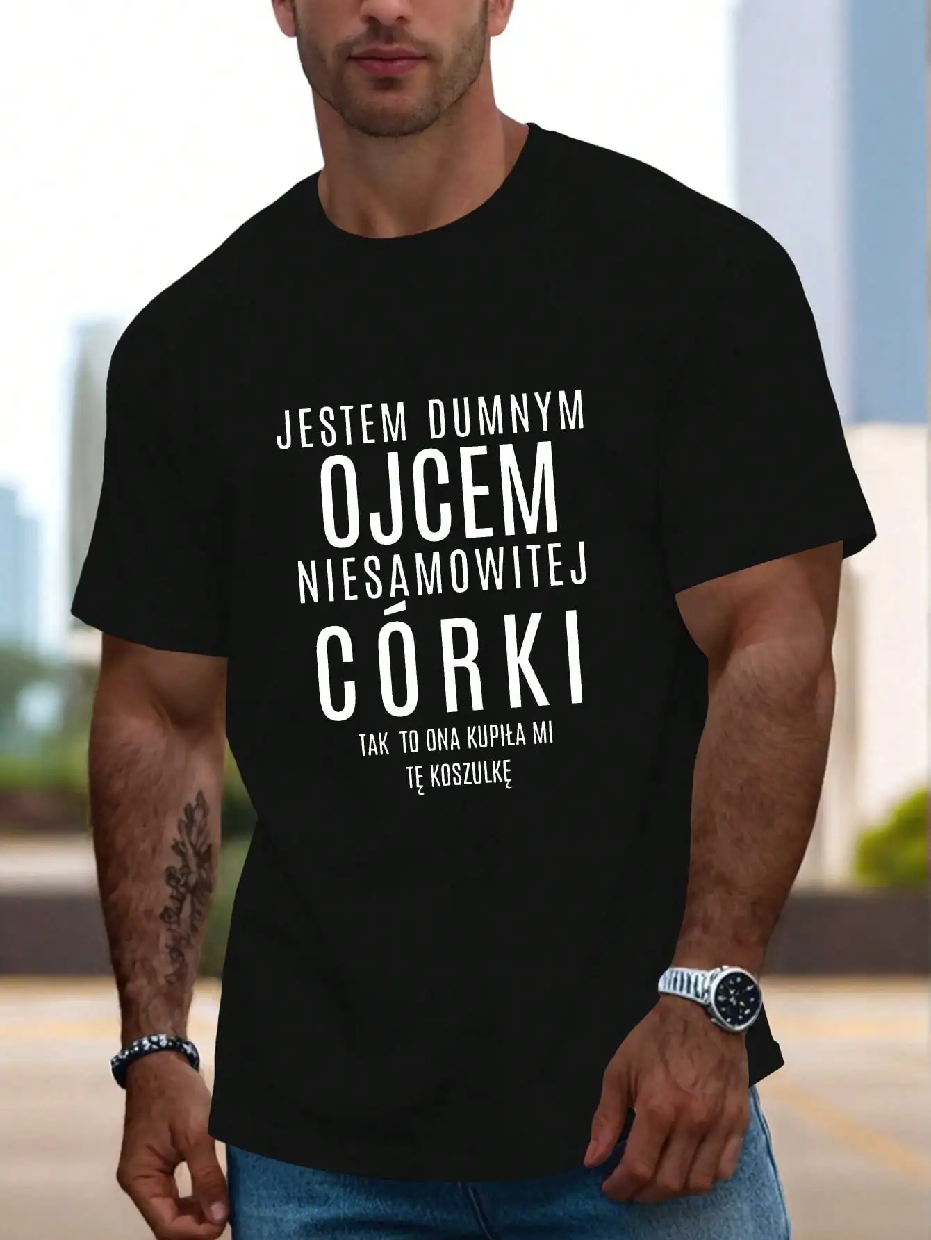 Men's Funny Poland-Themed-Shirt - Printed With Polish Phrase DzięKuję, Tato (Th…