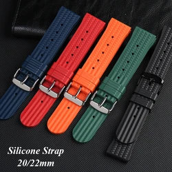 Premium Soft Rubber Waffle Watchband 20mm 22mm Replacement Strap for Seiko Water Ghost Sport Watchband Black Green Wristband