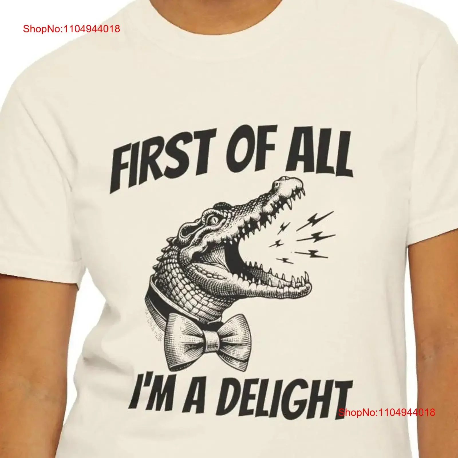 

Футболка из кожи аллигатора First Of All Im a DelighT неhinged Crocodile Out Pocket Sarcastic Gag винтажная стираная удобная повседневная футболка
