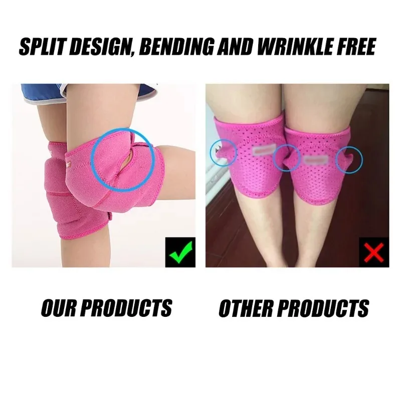 1Pair Kids Knee Pad, Anti-Slip Padded Sponge Brace Breathable Flexible Elastic  Support for Skating Basketball Sports