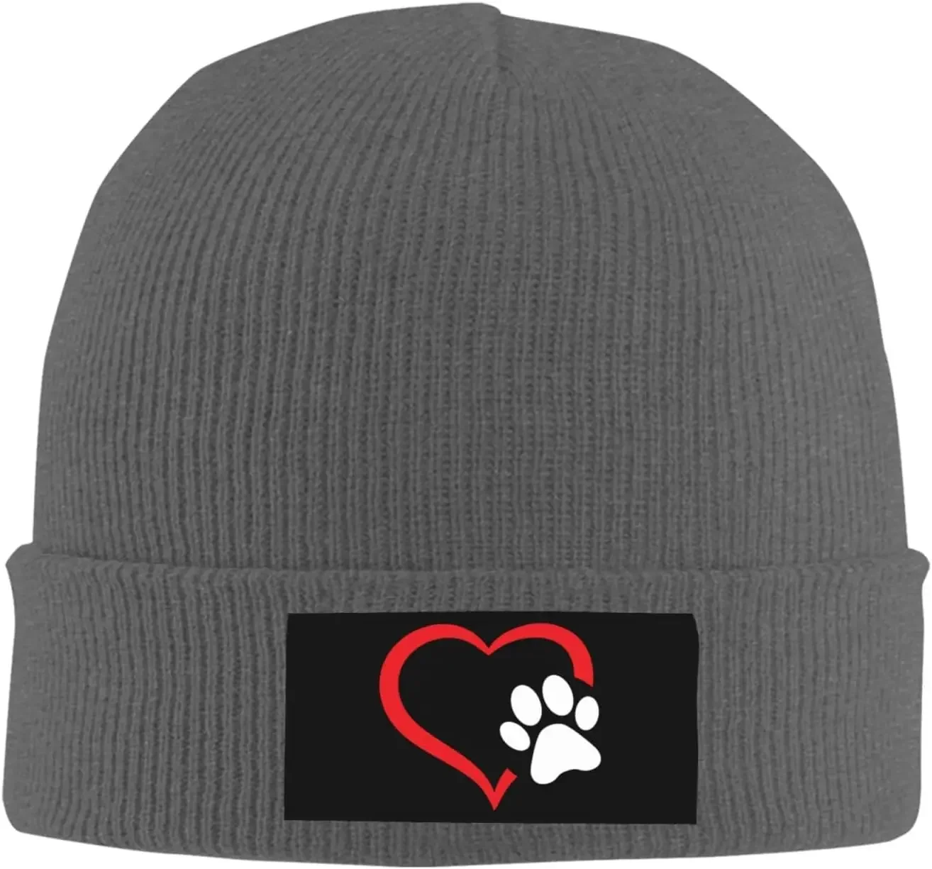 Dog Lover Beanie for Men Women Black Winter Hat Warm Knit Cuffed Beanies