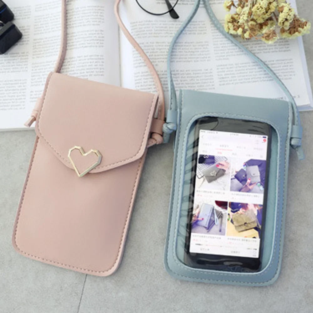 Women Shoulder Mobile Phone Bag Wallets Card Holder PU Leather Crossbody Phone Bags Purse Handbag Touch Screen Cell Phone Packet