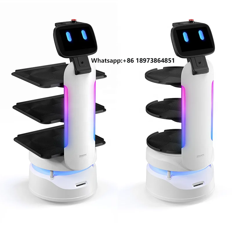MiCity Navegação Automática Inteligente Nova Chegada Robô de Entrega de Alimentos de Duas Tela Robô de Garçom Inteligente para Restaurante