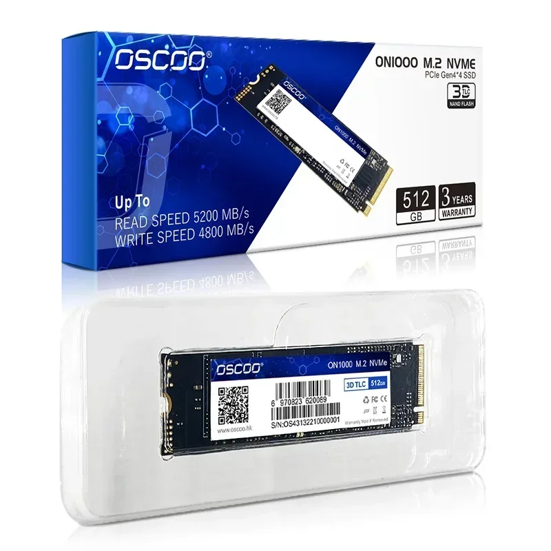 OSCOO SSD M2 2280 NVME 512GB PCIe4.0 Internal Solid State Hard Disk 1TB 5200MB/s for PS5 Laptop Desktop