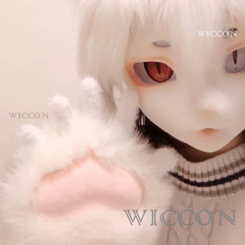 زوج فروي اللون الحيوان باو قفازات مخصص الإبداعية لطيف القط الكفوف اليومية قفازات Y2K فروي زوجين داخلي القطن قفازات دافئة #2