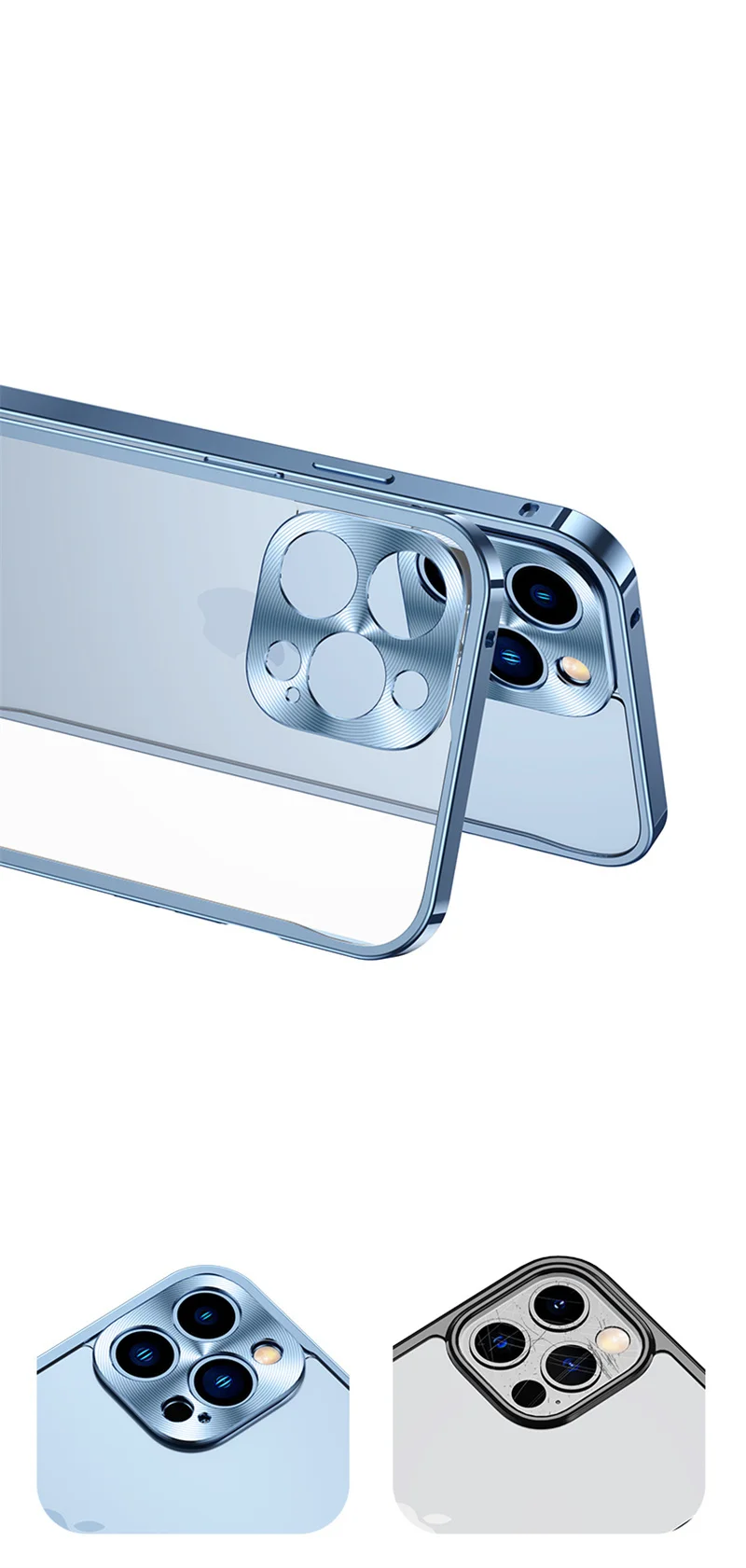 Aluminum Alloy Frame Shock-Absorbing Phone Case For iPhone 15 14 Plus 13 12 11 Pro Max Detachable Frosted Backplate Phone Case