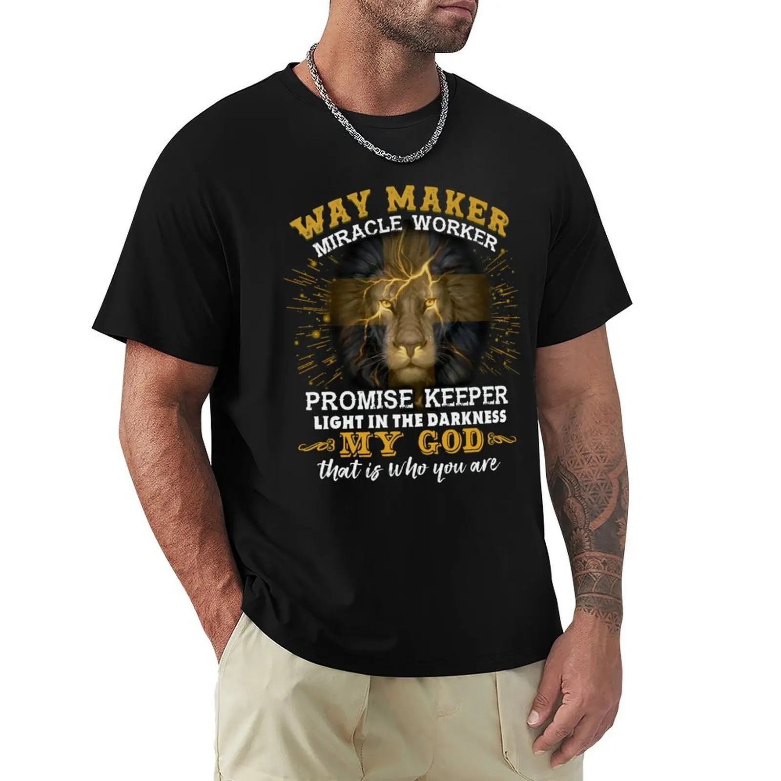 Way Maker Lion T-Shirt All Match Print Short Sleeve Top
