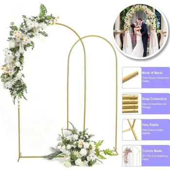 Metal Arch Backdrop Stand Gold Wedding Arch Stand Arched Frame for Birthday Party…