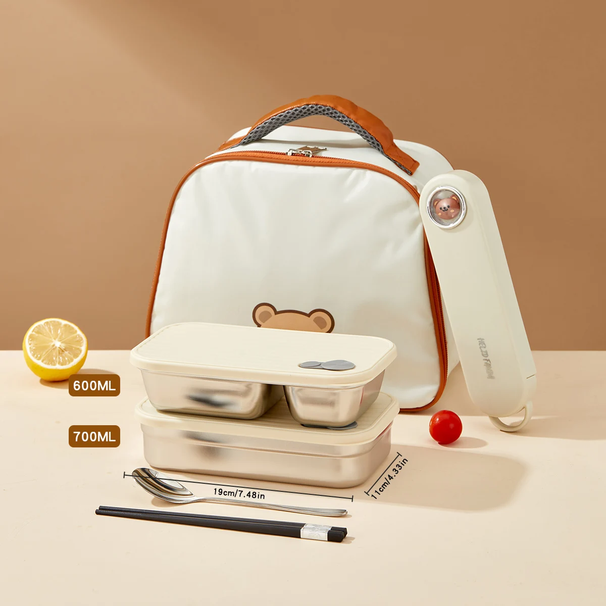 304 roestvrijstalen Bento-box met deksel Draagbare verzegelde verdeelde lunchbox voor kinderen Student School Fruitsalade Lunchcontainer