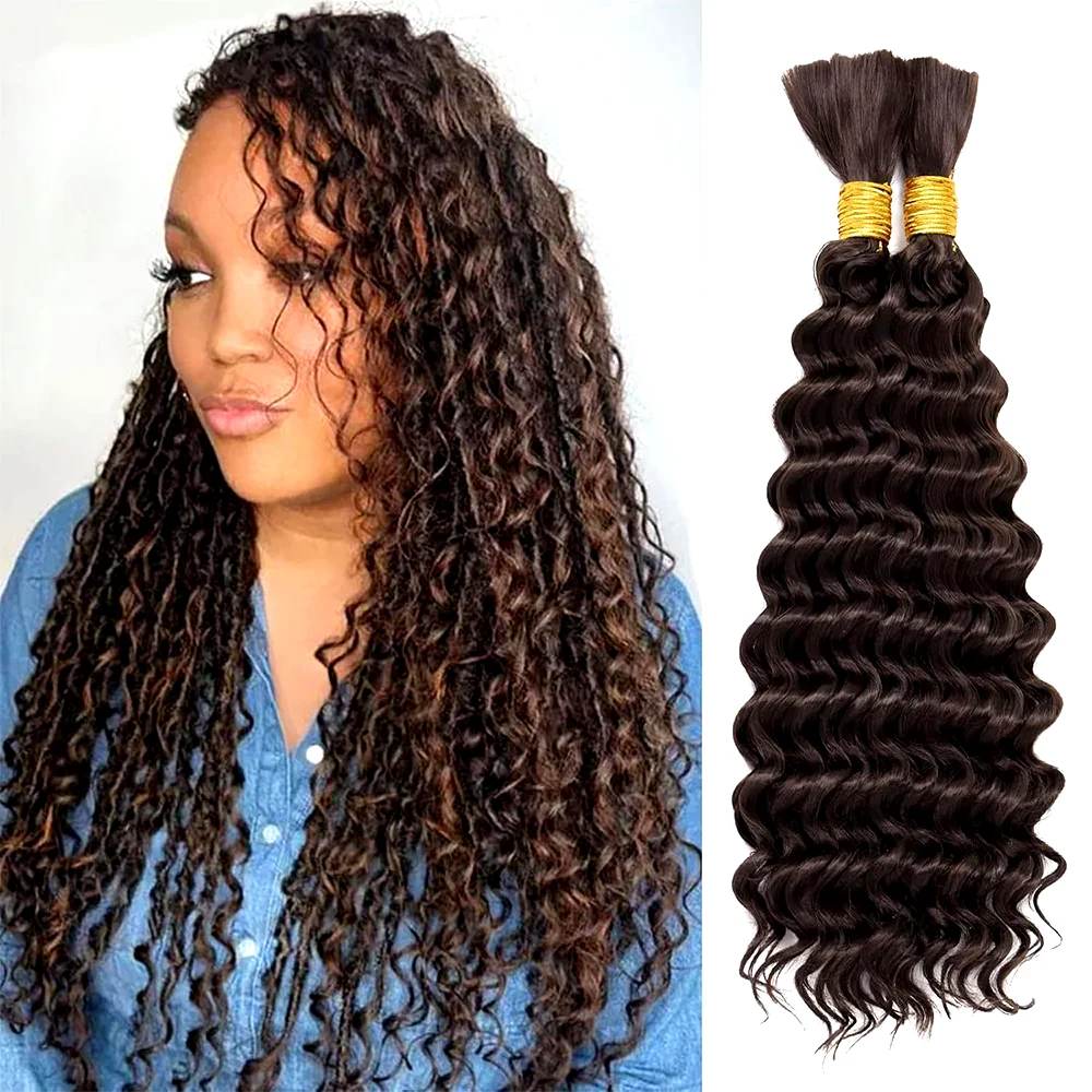 Curly Braiding  Synthetic Deep Wave Bulk hair  For Braiding No Weft  For Braiding Micro Faux Braiding Hair for Boho Bra