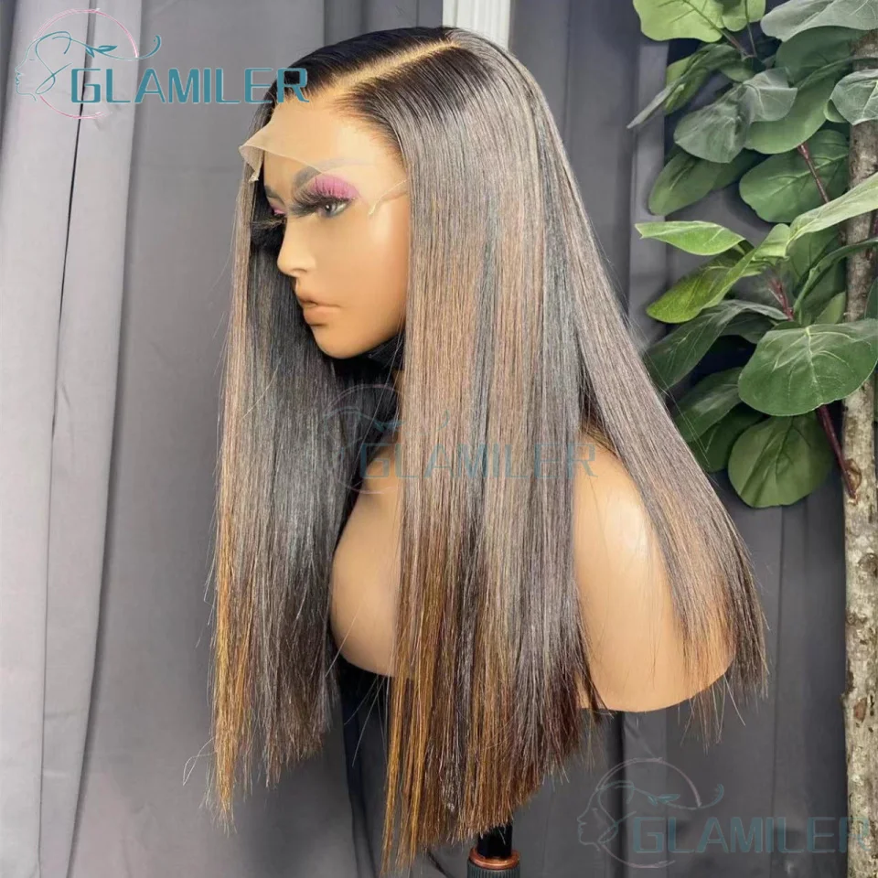 Chocolate Brown Balayage Silk Top Lace Front Wig Human Hair Real Hair Wigs for Women Dark Brown Wig Straight 5x5 Silk Top Wigs