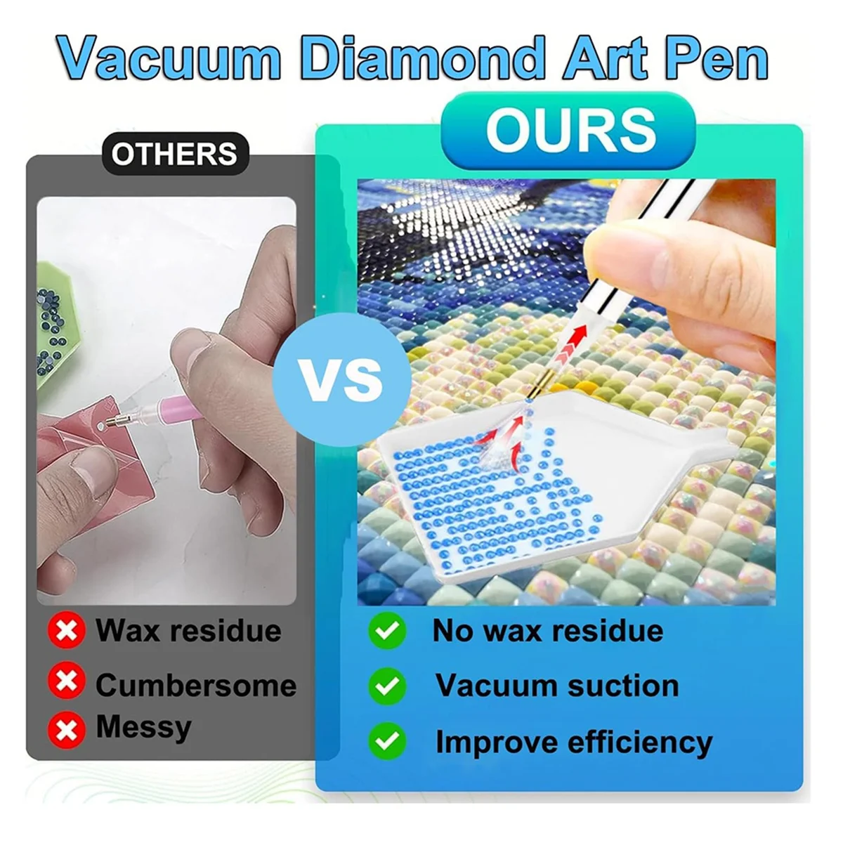 

AA98 Diamond Art Painting Pen, Painter Vacuum Diamond Art Pen,Electric Diamond Art Painting Pen with Storage Tray