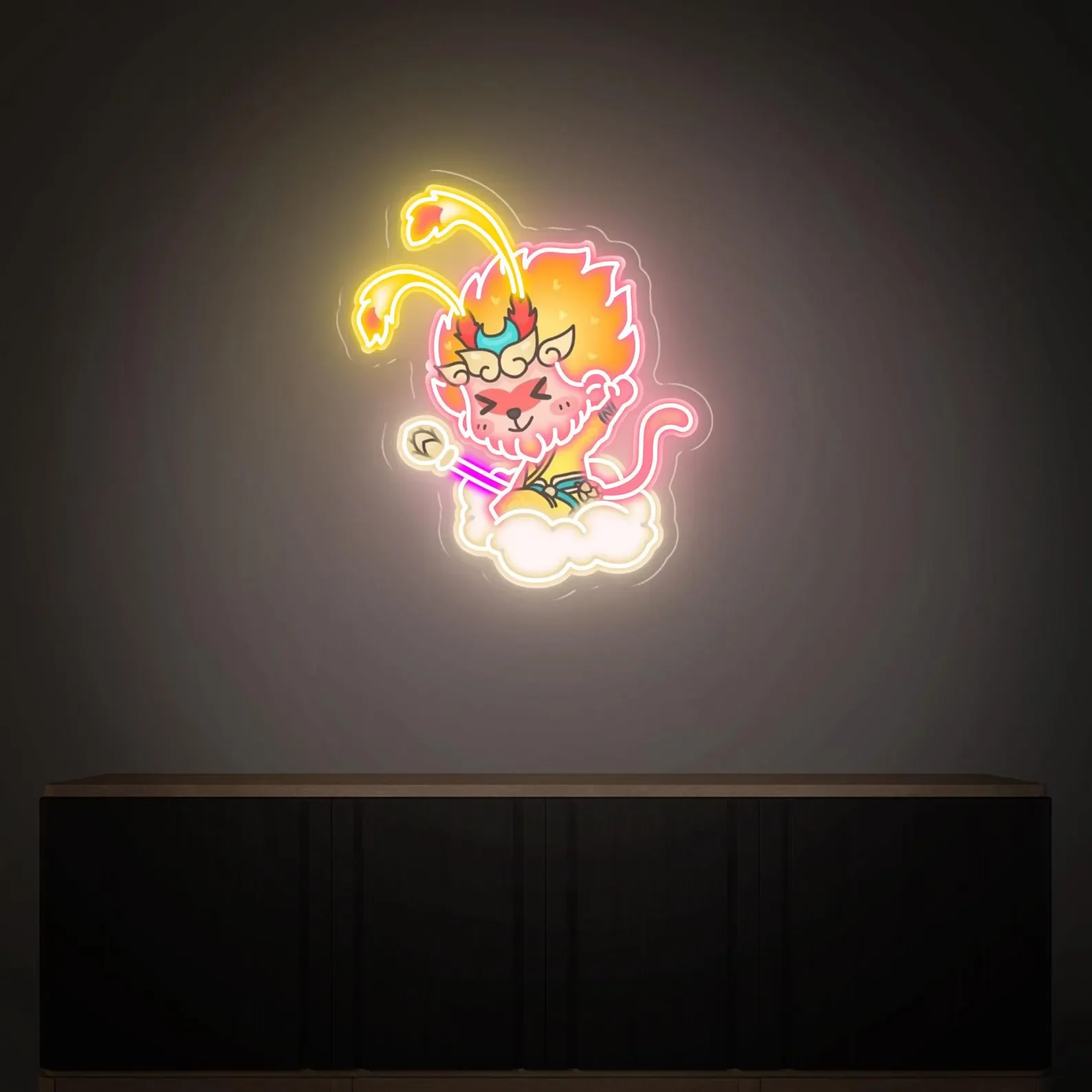 Cute Monkey King Neon Signs, Wukong Neon Sign, Chinese Cartoon Wall Decor, UV printing neon signs,Gifts for Kids