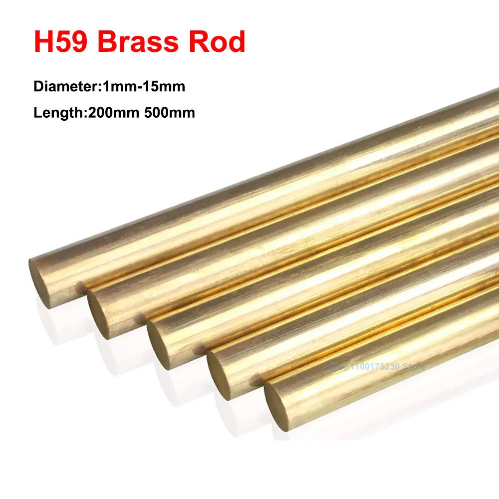 1PCS H59 Brass Rod Solid Cylindrical Shaft Round Rod Process Customized Size Diameter 1mm-15mm