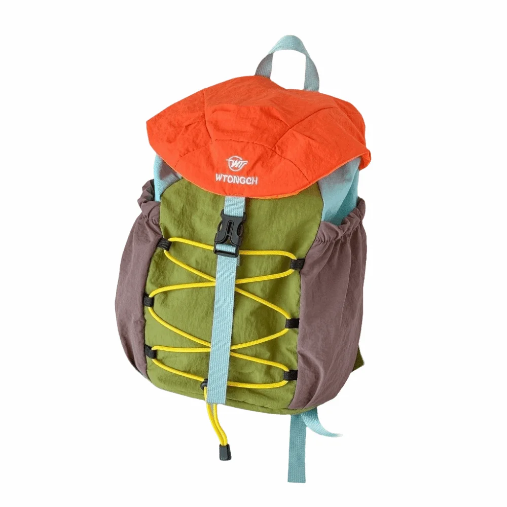 Creative Drawstring Sports Backpack Large Capacity Color Block Sports Backpack Wear-Resistant Drawstring Closure