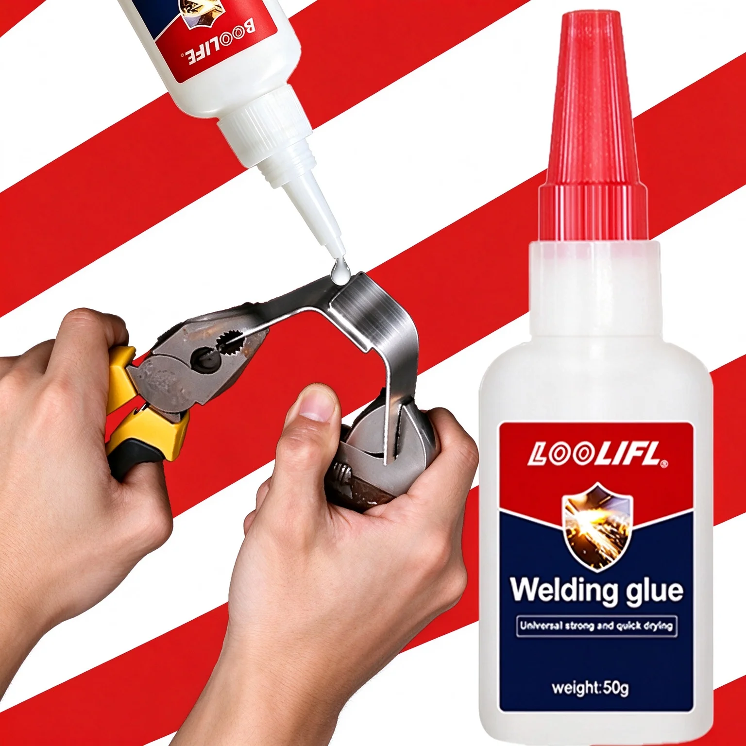 LOOLIFL50g WeldingGlue Universal Super Glue High Strength Quick Dry Instant Adhesive for Metal Plastic Ceramic Glass Wood Repair