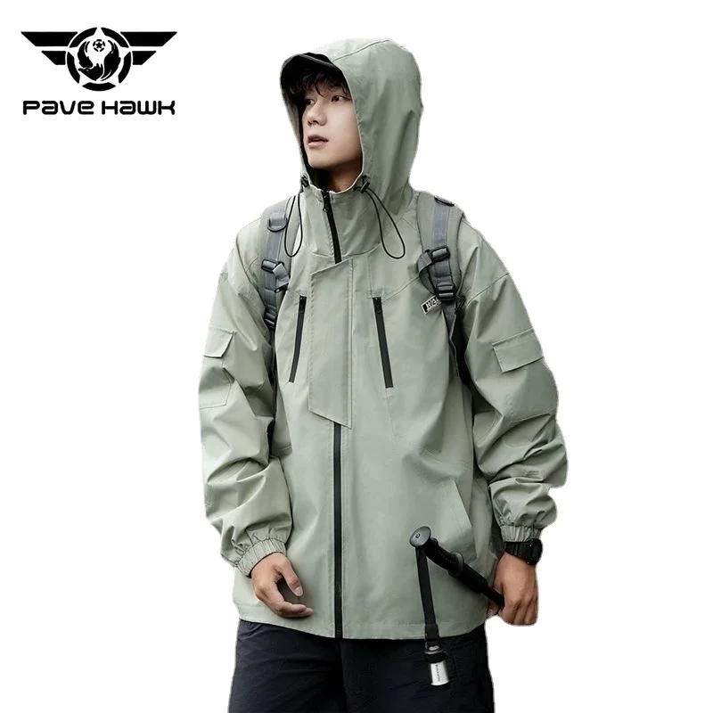 

Men's Waterproof Climbing Charge Jacket Windproof Wear-resisting Multi Pocket Hooded Coat Outdoor Hiking Camping Travel Jackets