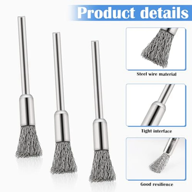 Clean End Brush Pen Wire End Rust Paint Removal Drill Bit Polishing Rotary Tool Accessories