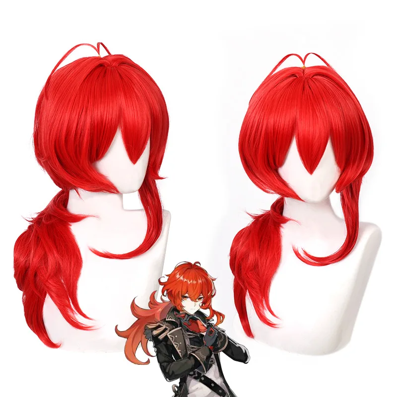 

Genshin Impact Diluc Cosplay Wig Traveler Lord Dawn Winery's Nobleman