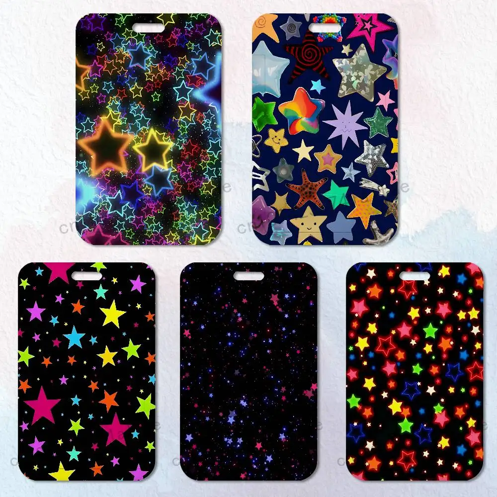 

Colorful Star Card Holder Durable With Carabiner Name Tag Vertical ID Badge Holders Credentials Protection