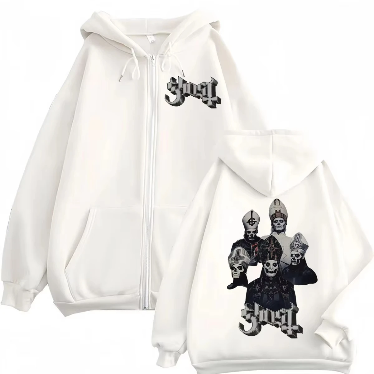 Hot Sale Ghost Band Zipper Hoodie Men Women Clothing Fashion Rock Zip Up Pullovers Gothic Vintage Hooded Sweatshirts Streetwear
