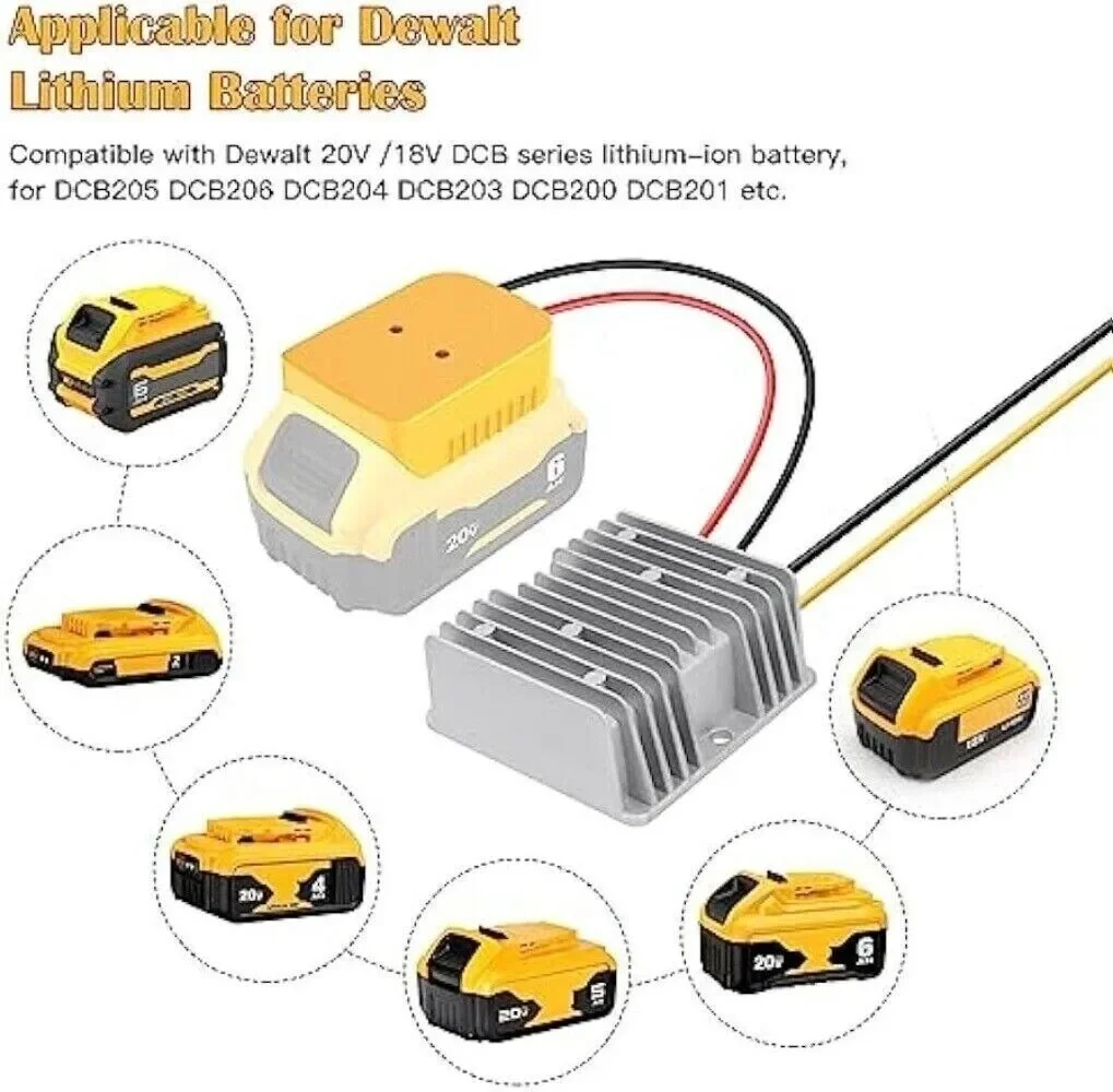 Imagem -04 - Conversor de Bateria Dewalt com Interruptor Inversor Roda Elétrica Buck Boost Regulador de Tensão 20a 240w dc 20v a 12v Diy