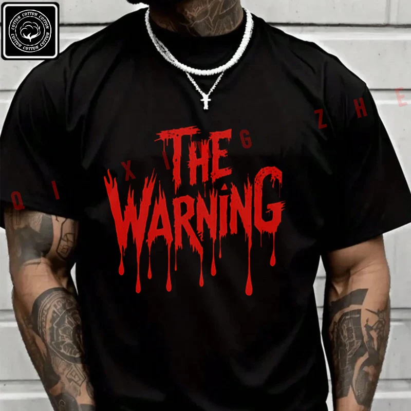 2026 Men T Shirt The Warning Graphic Print Motorcycle T-Shirt Cotton Men‘s Summer Short Sleeve Tops Tee