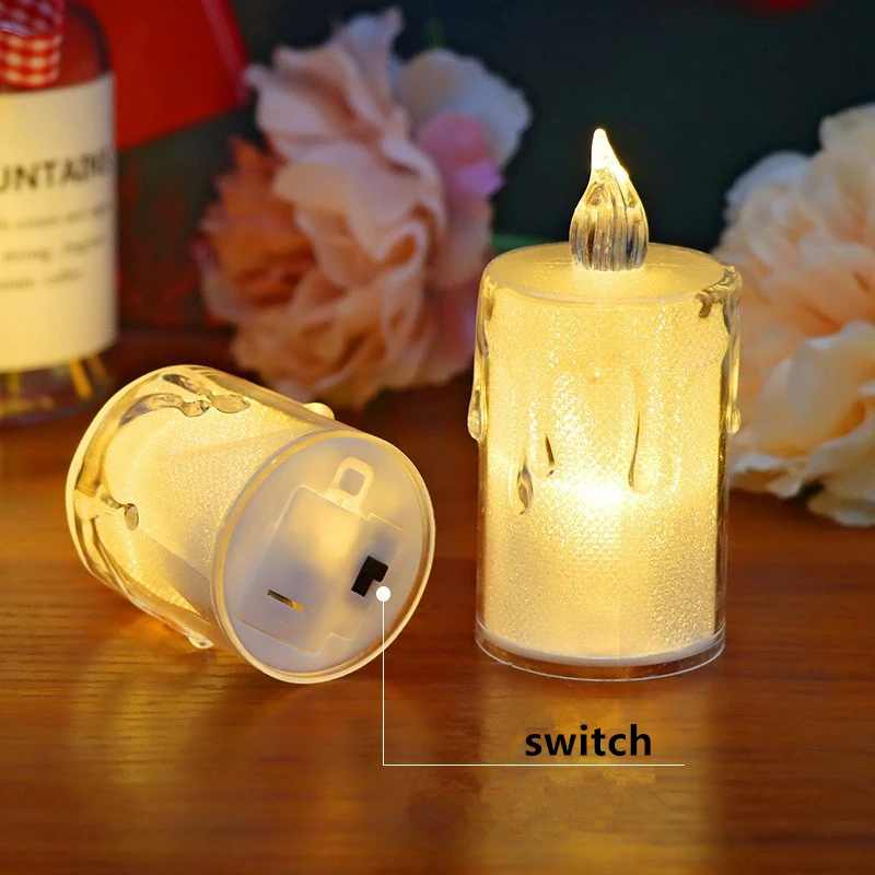 24 Pcs Led Candles Light Flameless Candle Plastic Pillar Flickering Candle Night Light Home Party Ramadan Wedding Xmas Decor