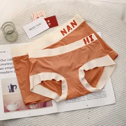 Couple Underwear Sexy Hot Women Briefs Panties Men's Boxer Shorts Letter Ice Silk Underwear Lover Underpants For Boy Girl