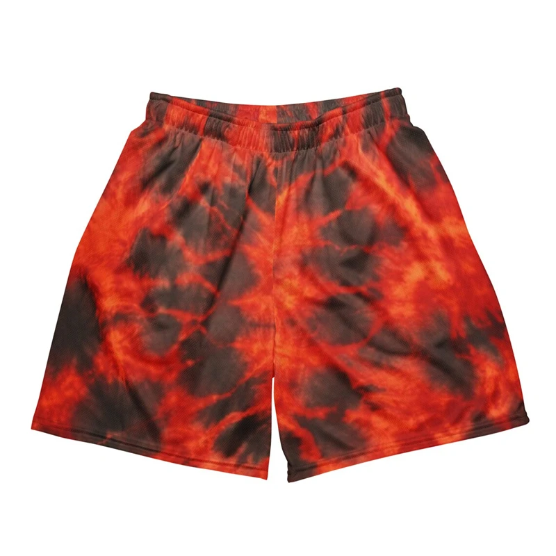 Men's Loose Beach Shorts Drawstring Quick Dry Contrasting Color Shorts For Summer Male 3D Print Casual Oversized Sports Shorts