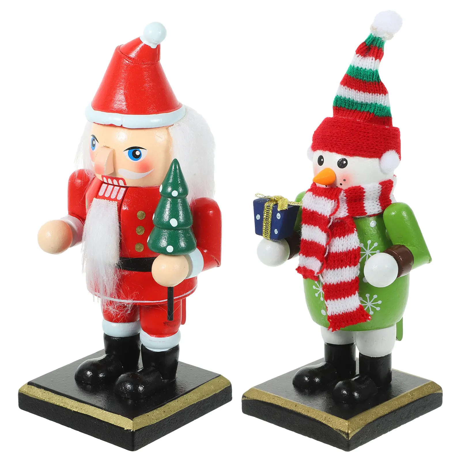 

2Pcs Christmas Nutcracker Decorations: Hand Painted Small Soldier Figures for Mantel Tabletop Display - Festive Holiday Home
