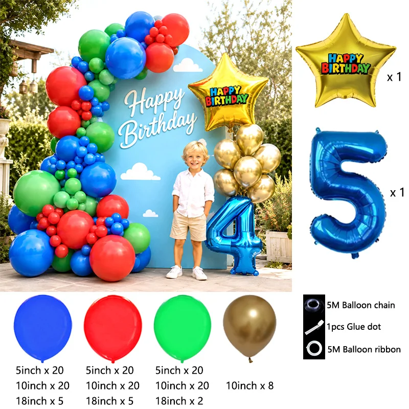 Super Bors Video Game Inspired Balloon Arch Bouquet Red Mushroom Game Controller Foil Globos Party Decoration view 6