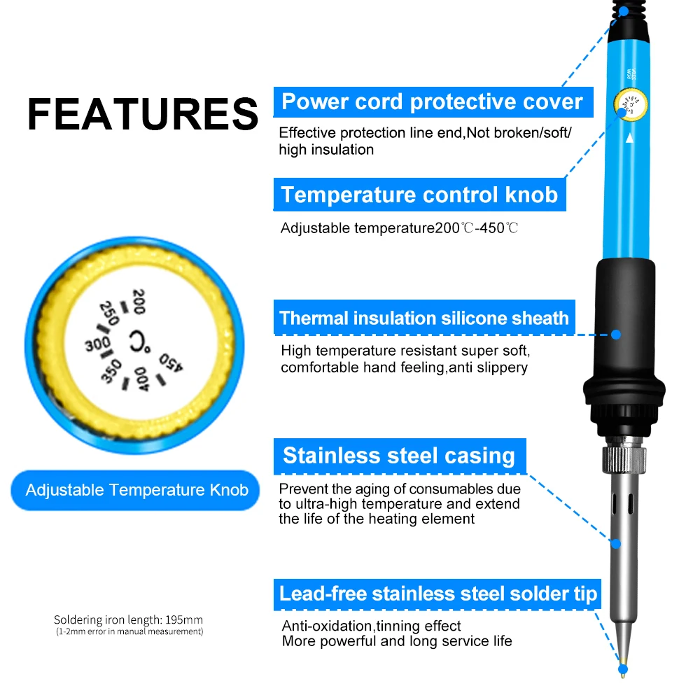 Adjustable Temperature Electric Soldering Iron 220V 110V 60W Welding Tool hot selling electric Heater Repair Pencil Tips Repair