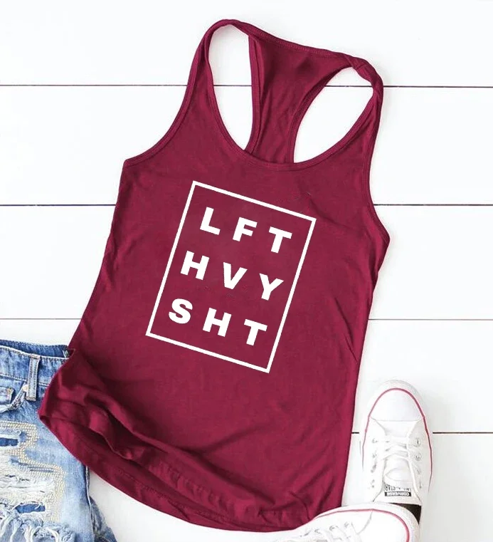 

Lift Heavy Workout Tanks for Women Fitness Tank White Summer Women Clothes Funny Workout Tank Top