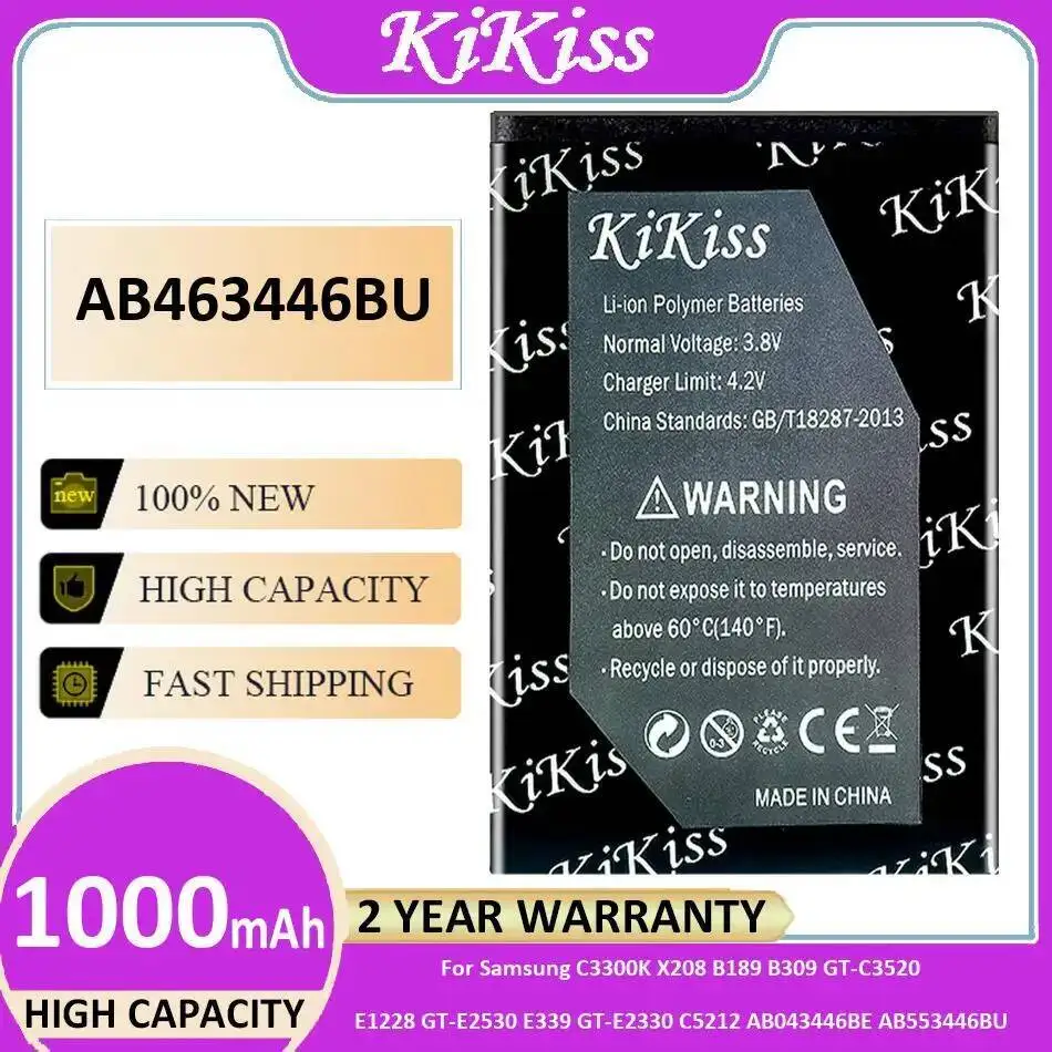 Аккумулятор AB463446BU 1000 мАч для Samsung C3300K X208 B189 B309 GT-C3520 E1228 GT-E2530 E339 GT-E2330 C5212 AB043446BE AB553446BU