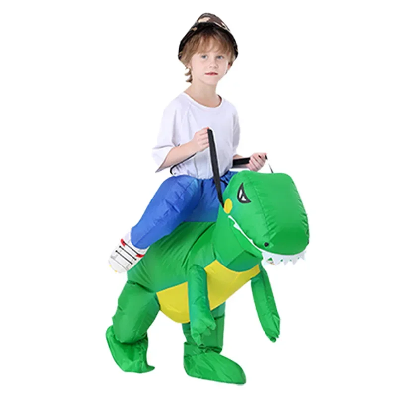 SN55Green Dinosaur Inflatable Costumes for Boys Girls Performance Blow up Clothes Adult Kids Halloween Carnival Party Outfit$@1w