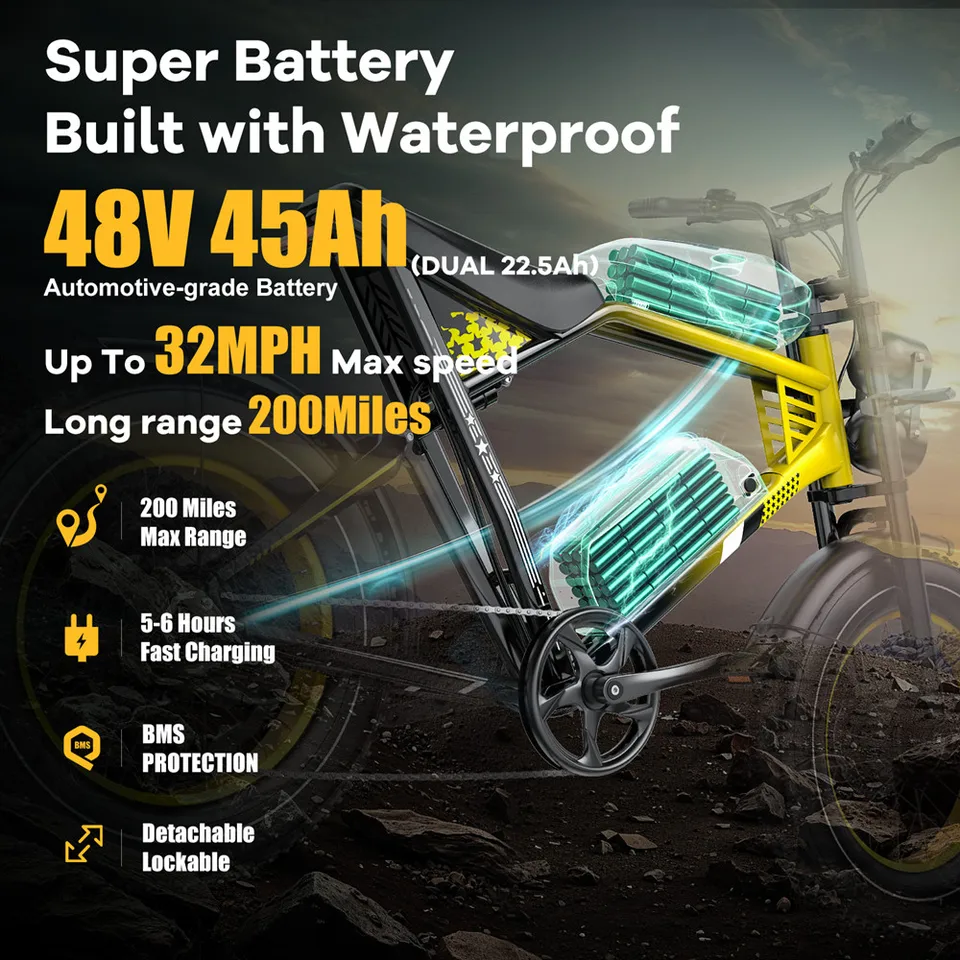 Adult Electric Bicycle, 48V 22.5*2AH Battery, Dual Motors With Peak Power Of 300 image 5
