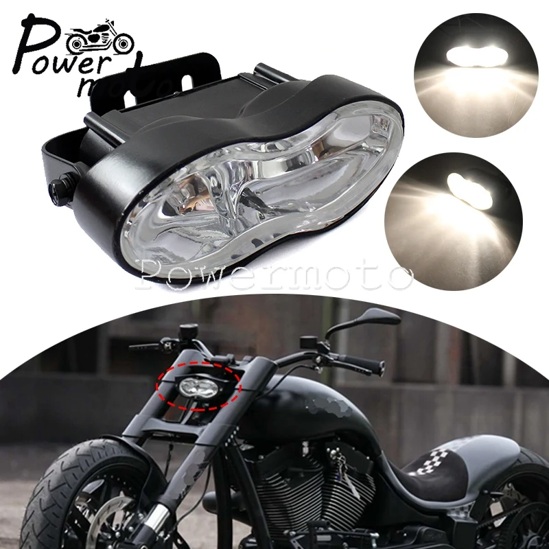 Motorcycle Oval Wave Billet Dual Halogen Headlight Double Twin Headlamp Wave Lamp For Harley Sportster  Cruisers Chopper 12V LED