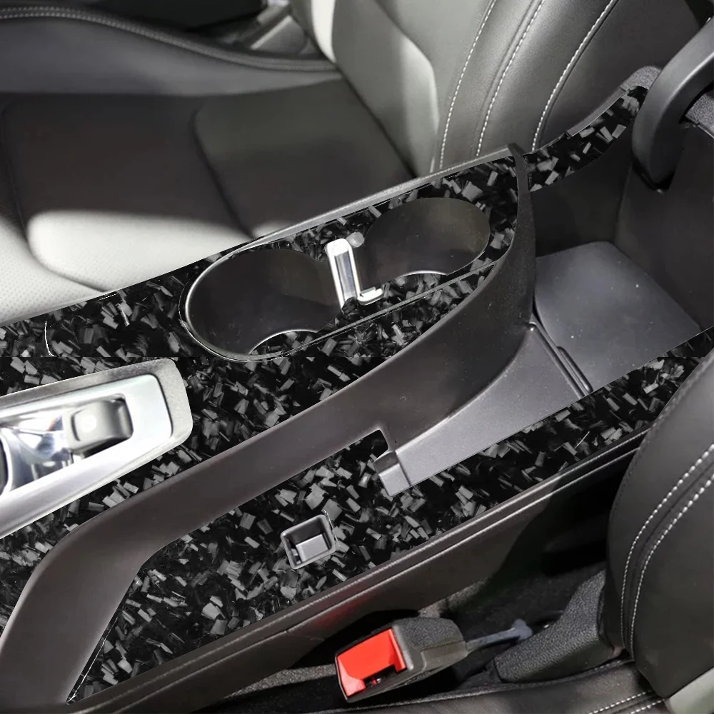 For Chevrolet Camaro 2016-2025 Forged Carbon Fiber Central Control Gear Shift Cup Holder Panel Cover Set Car Accessories Sticker
