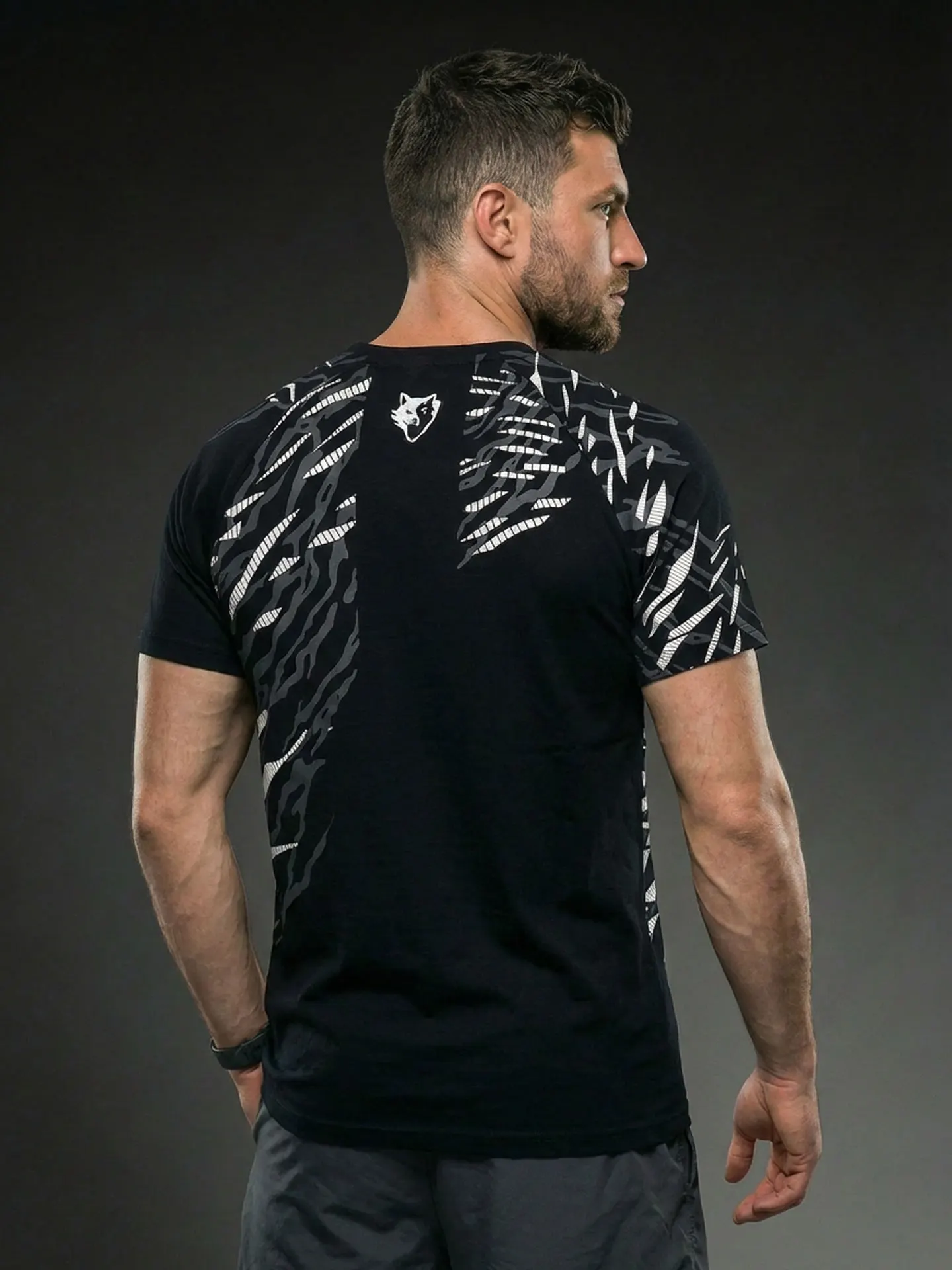 VSZAP Men's Pure Cotton T-Shirt Gold & Silver Flame Stripe Print Jujitsu Training Boxing Fighting Sports Top for Fitness