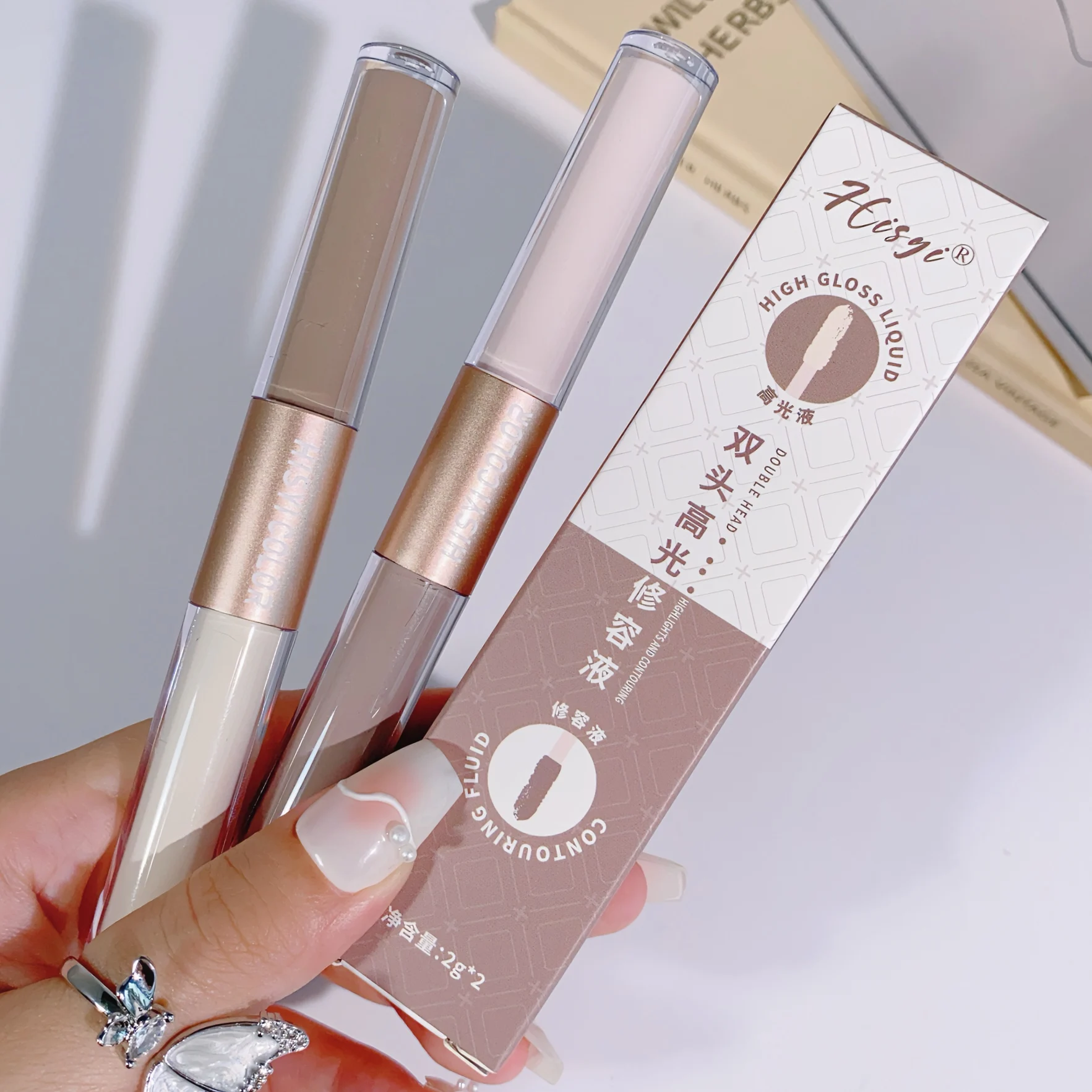 Marcador de duas cabeças para cobrir manchas faciais, à prova d'água e à prova de suor, brilho fosco, corretivo de base