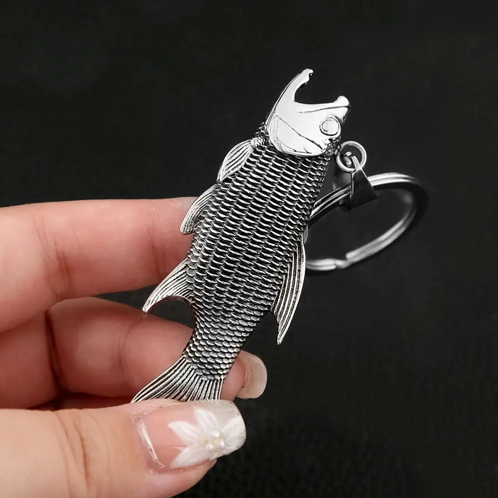 Unique Fish Bottle Opener Keychain Stainless Steel Beer Bottle Opener Women Men Key Ring Car Key Accessories Charm Jewelry