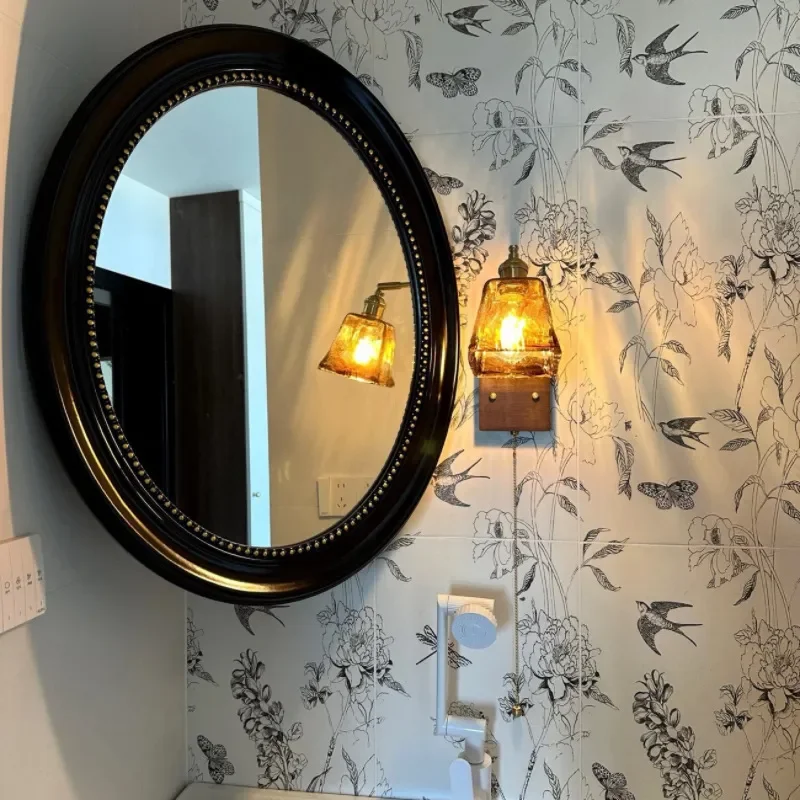 2026 Retro European Wall Mirror for Bathroom Living Room Porch Hotel Decor Makeup Dressing Mirror Vintage Style Hanging