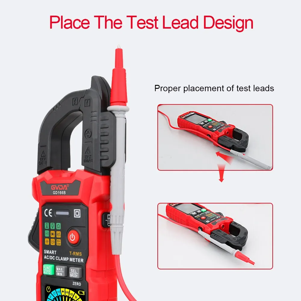 GVDA Clamp Meter multimetro digitale DC/AC corrente 6000 conteggi Car Amp Hz capacità NCV temperatura amperometro tensione Ohm Tester