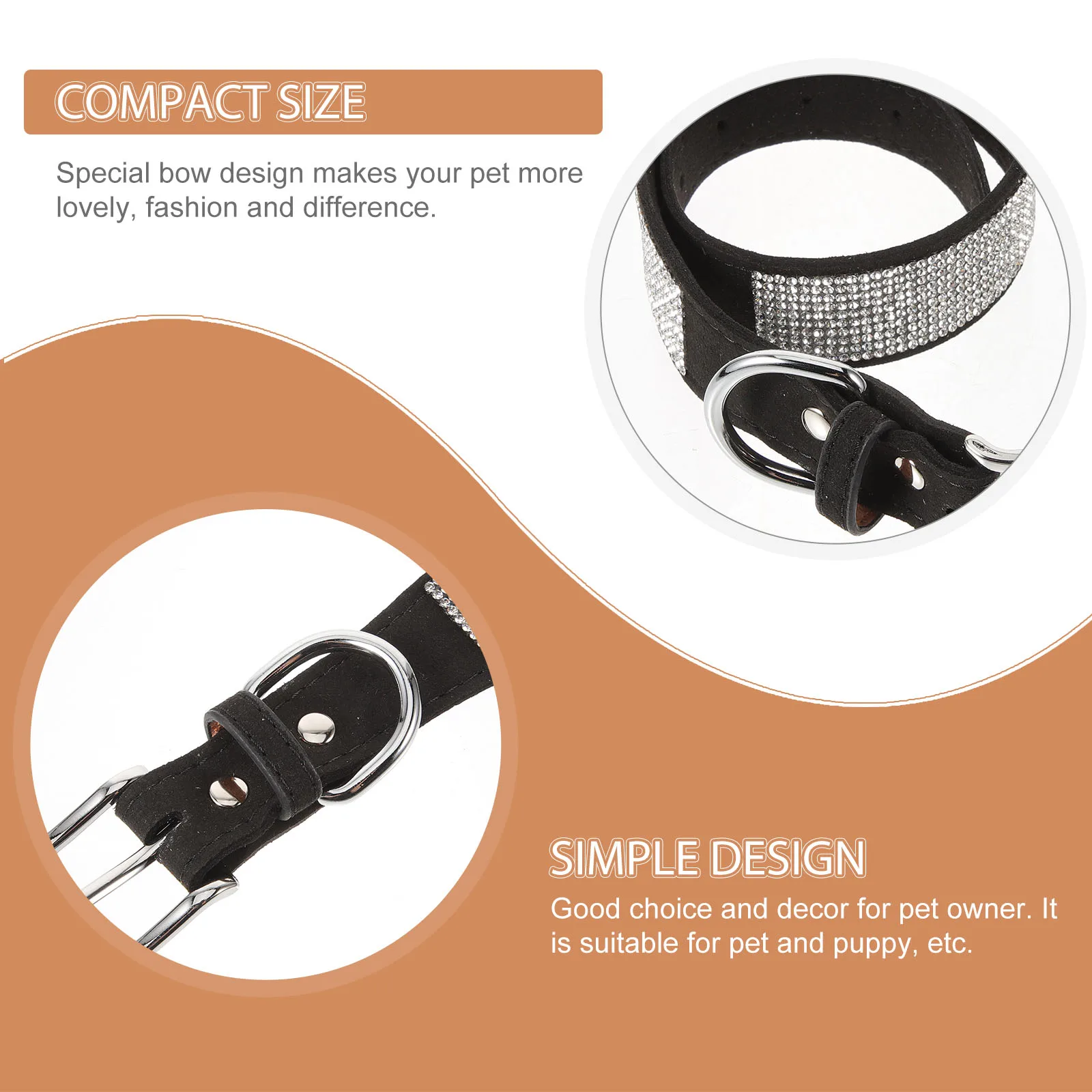 

1pc Dog Knot Durable Cloth Comfortable Stylish For Dogs Cats Black Xl Bow Ties With Drill Dog Collar 56X3Cm