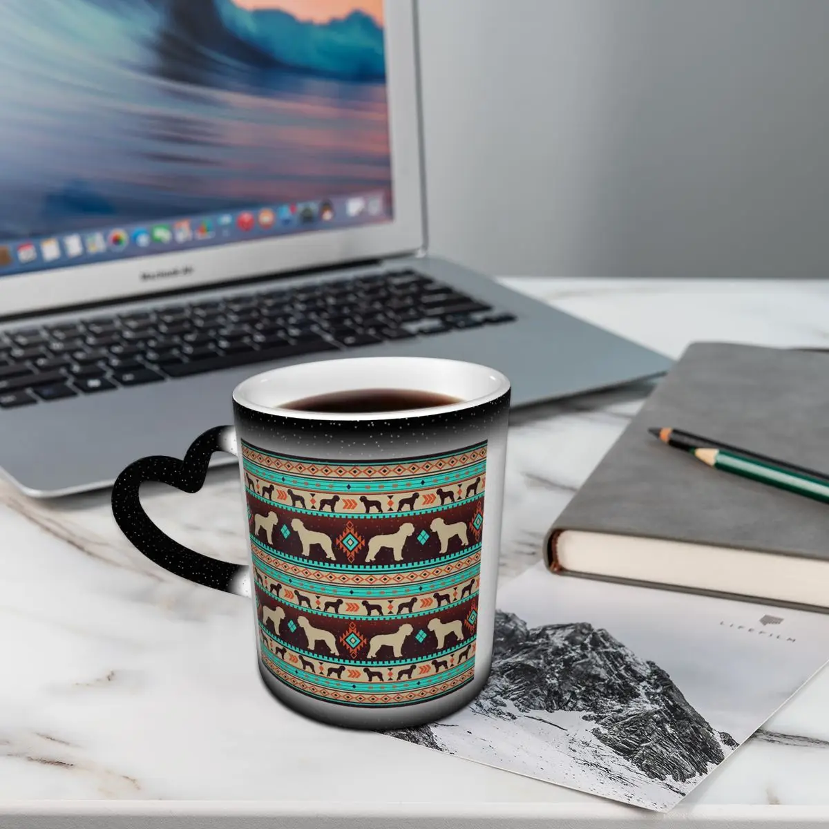 Boho Dogs Lagotto Romagnolo Sunset Mug Funny Ceramic Coffee Cups Tea Mugs Milk Cup Drinkware Gifts for Woman Man