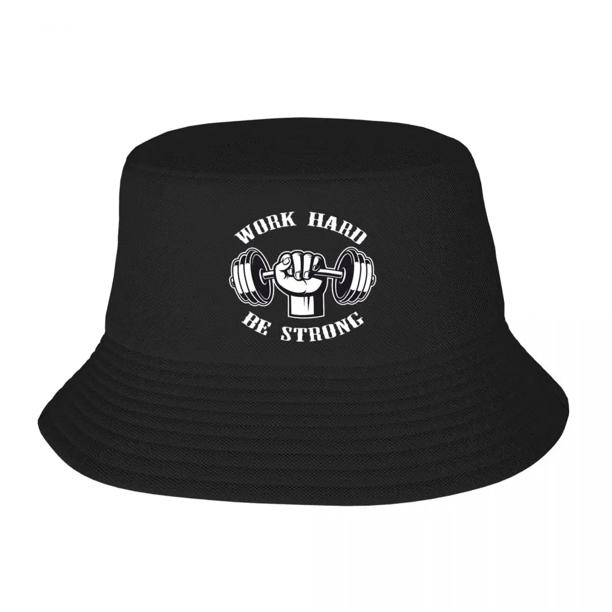 Custom Work Hard Be Strong Gym Motivational Quote Bucket Hat Bodybuilding Workout Outdoor Sun Summer Camping Fishing Cap