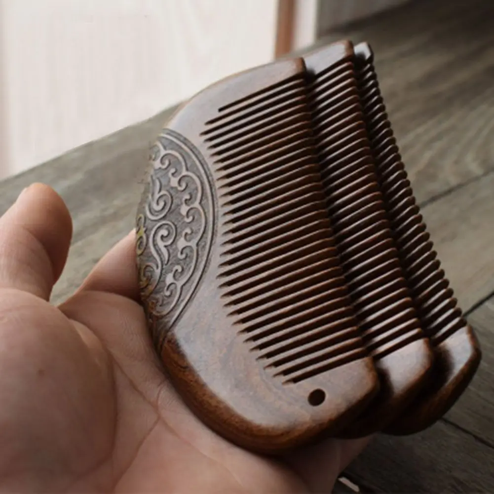 Vintage Sandalwood Anti Static Mustache Hair Brush Hair Styling Wooden Hair Comb Scalp Massage Beard Care