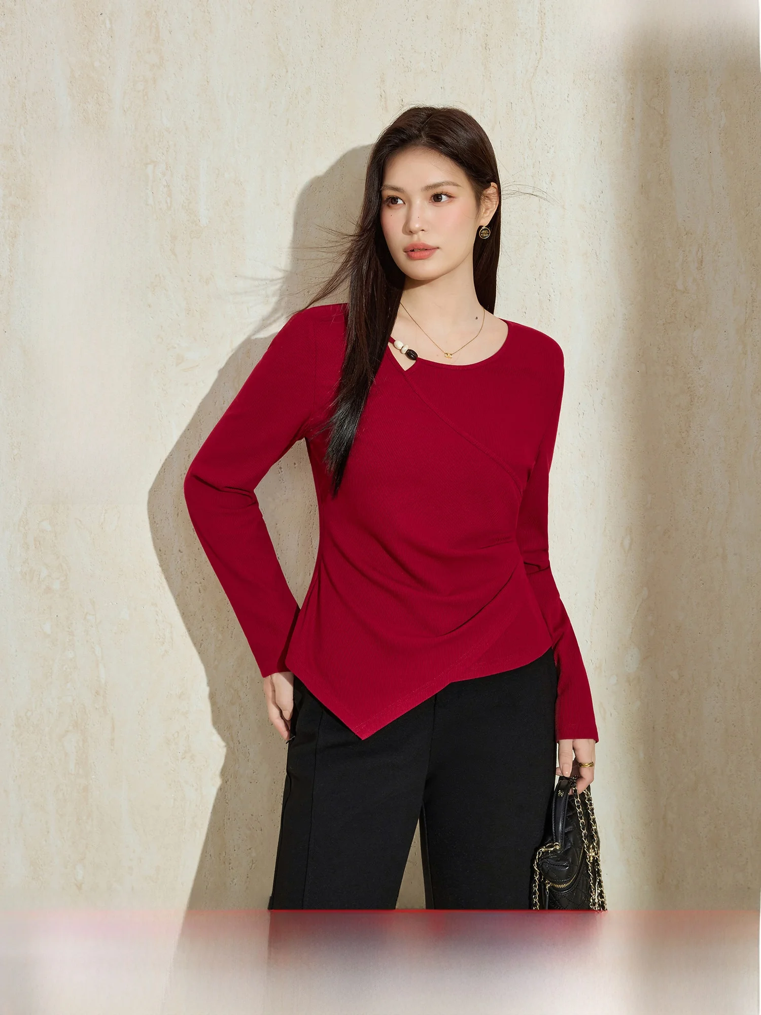 

Blue Language Large Size Thiened Long Sve Fce T-irt Winter New Sle Women's Commute Soft Knitted Top Regular Fit